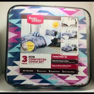 Better Homes And Garden 3 pc Comforter Cover Set. Twin XL Aztec Pattern. New